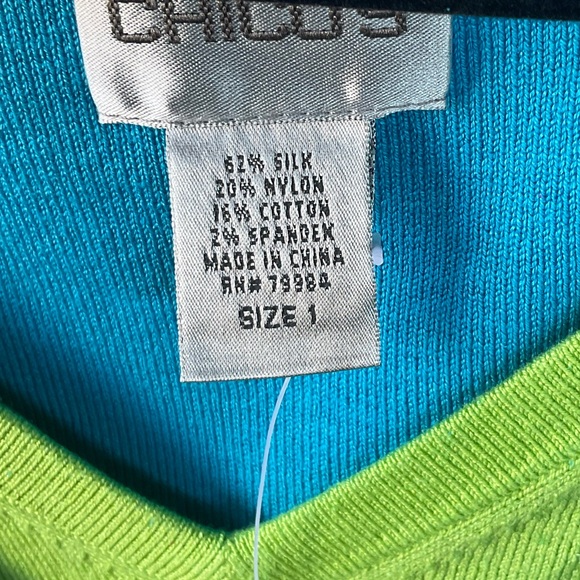 Chico’s Apparel Gemini Sleeveless Knit Tank Topaz/Zesty; NWT; M/8 - Picture 8 of 12